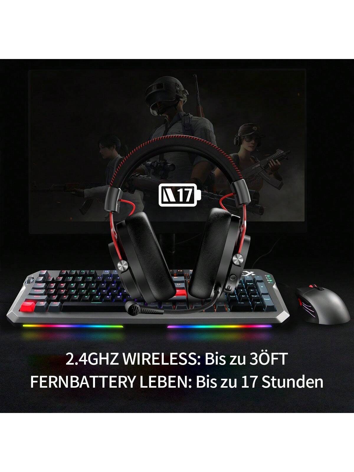 Casque de jeu sans fil avec microphone, casque de jeu sans fil Bluetooth