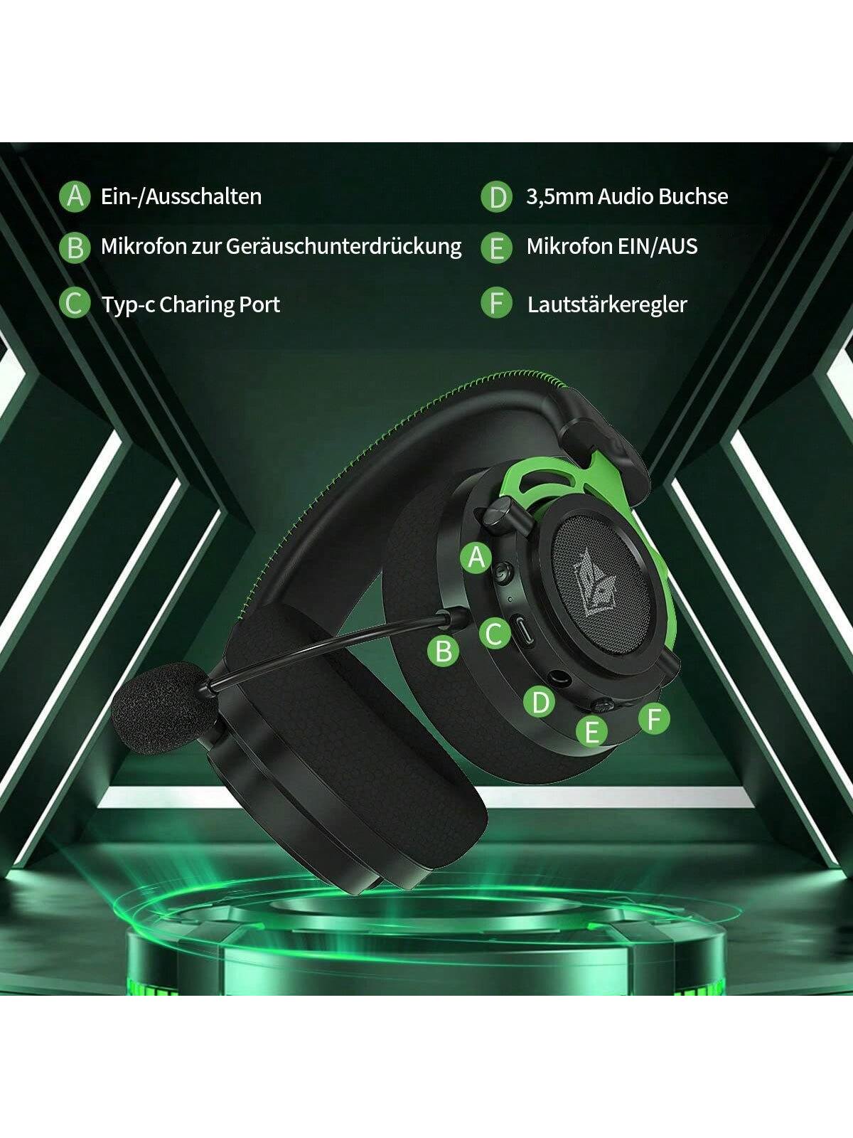 Casque de jeu sans fil avec microphone, casque de jeu sans fil Bluetooth