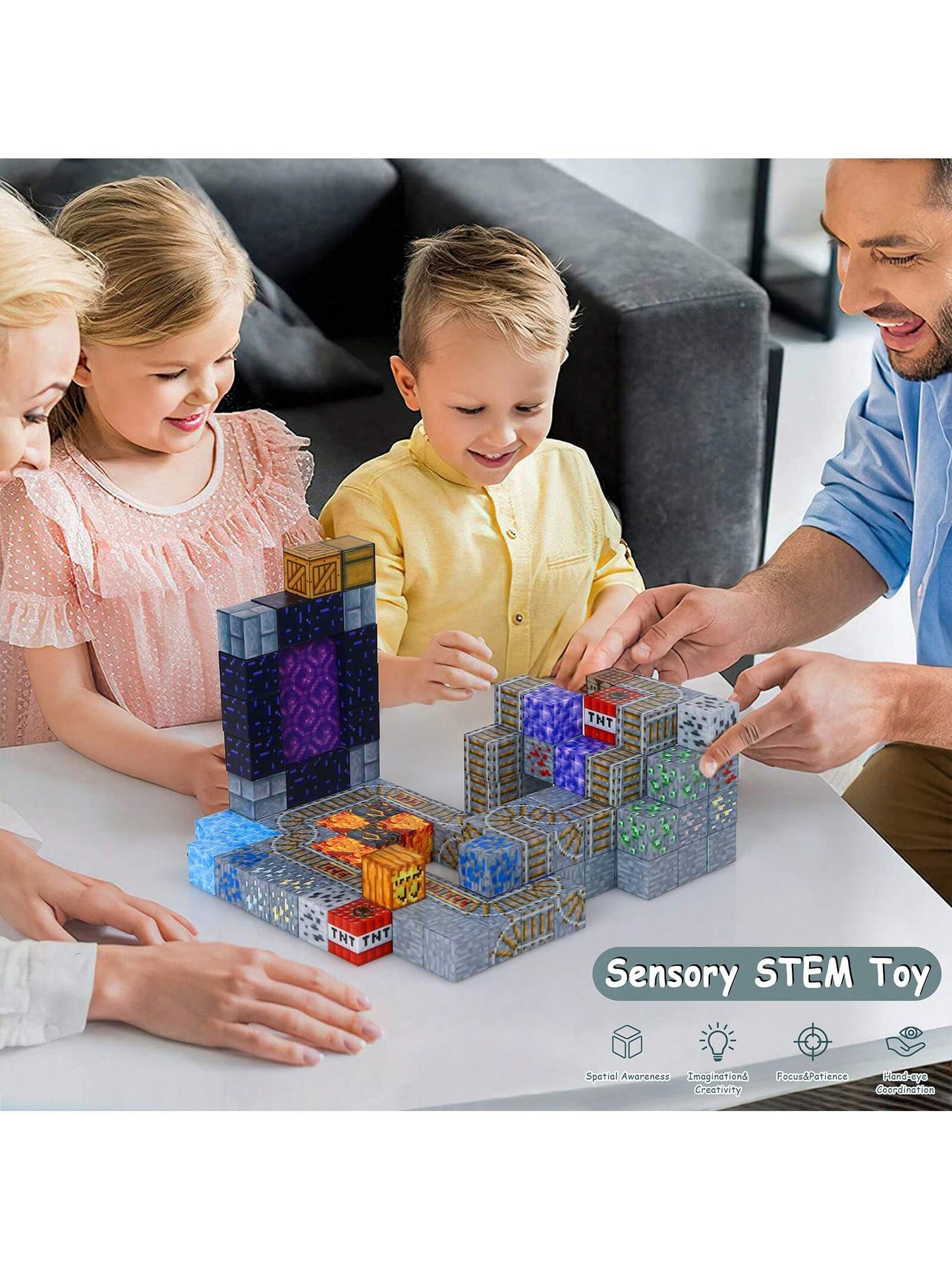 Blocs de Construction Magn¨¦tiques, 100 Pi¨¨ces Jouet Montessori, Construction Jouets Educatifs Jeux Cadeaux pour Enfants ¨¤ Partir de 4 5 6 7+ Ans