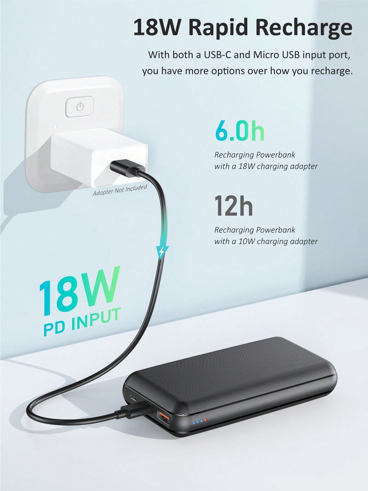 Power Bank 27 000 mAh, 22,5 W PD3.0 QC4.0 Batterie externe ¨¤ charge rapide, chargeur portable avec entr¨¦es et sorties USB-C, compatible avec iPhone, Samsung, Android et plus