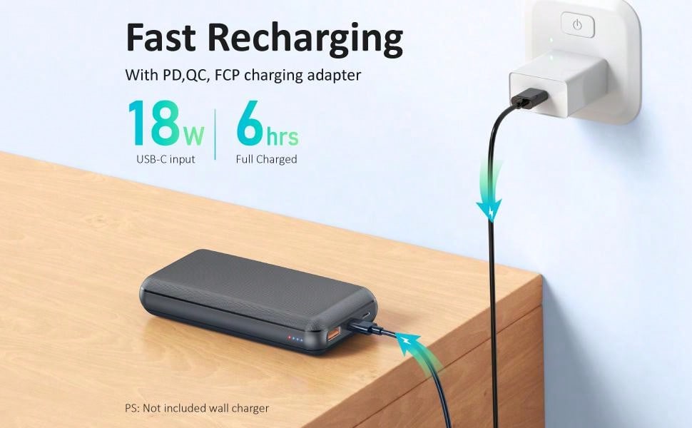 Power Bank 27 000 mAh, 22,5 W PD3.0 QC4.0 Batterie externe ¨¤ charge rapide, chargeur portable avec entr¨¦es et sorties USB-C, compatible avec iPhone, Samsung, Android et plus