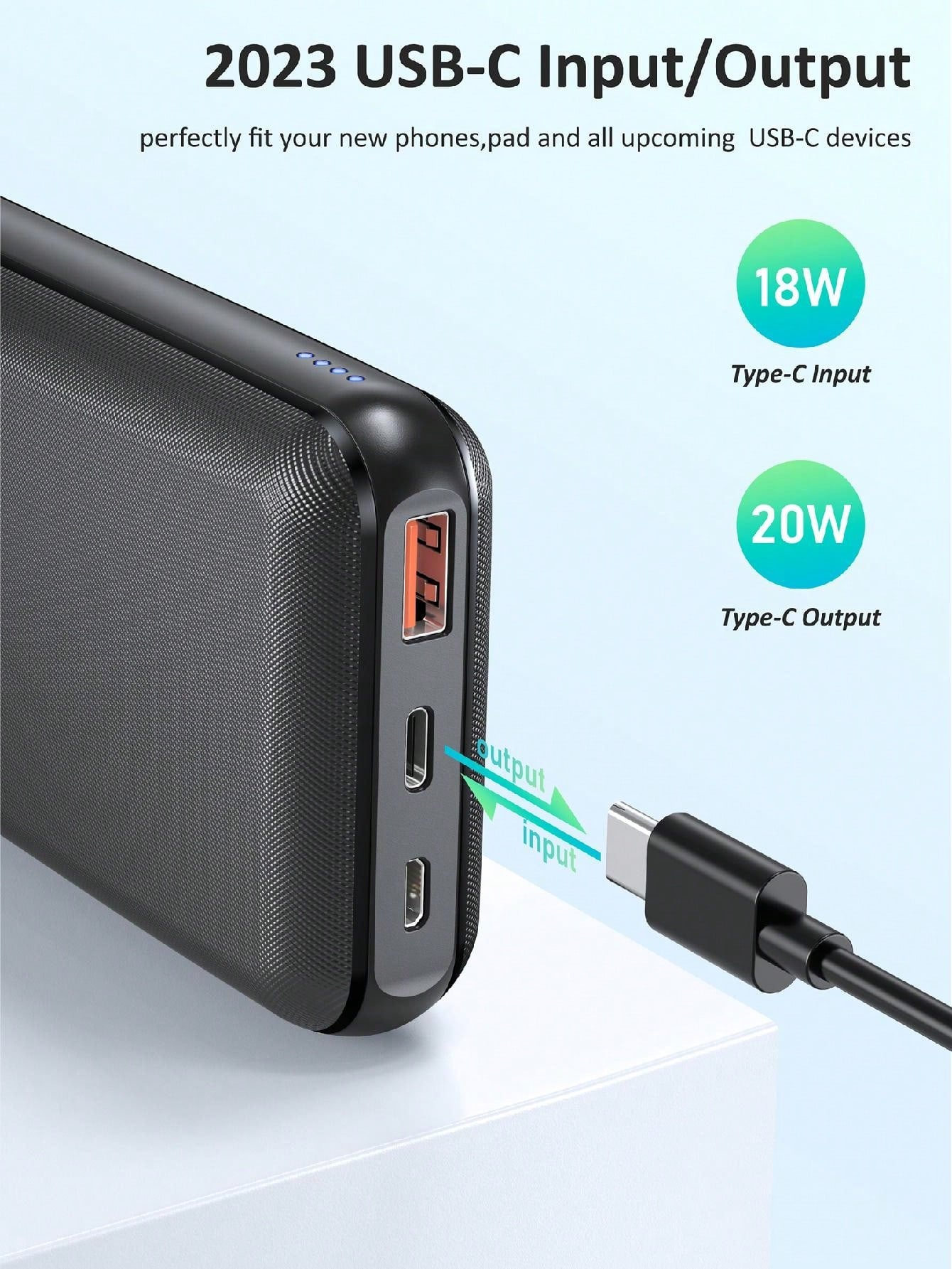 Power Bank 27 000 mAh, 22,5 W PD3.0 QC4.0 Batterie externe ¨¤ charge rapide, chargeur portable avec entr¨¦es et sorties USB-C, compatible avec iPhone, Samsung, Android et plus
