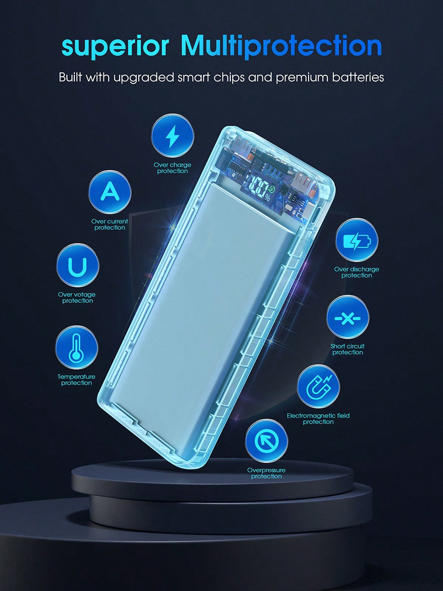 Power Bank 20000mAh, Caricatore Esterno USB C 20W SCP 22.5W Ricarica Rapida Funzione, Design Sottile Potente Powerbank avec Torcia e LED Display pour Smartphone, Tablette, All'aperto Campeggio