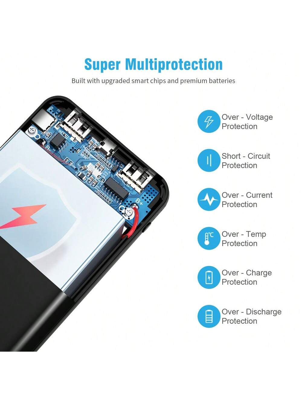 Solar Power Bank 30 000 mAh, chargeur portable ¨¤ charge rapide avec entr¨¦e USB-C, batterie externe avec technologie de reconnaissance automatique, Power Bank pratique pour t¨¦l¨¦phones portables et tablettes