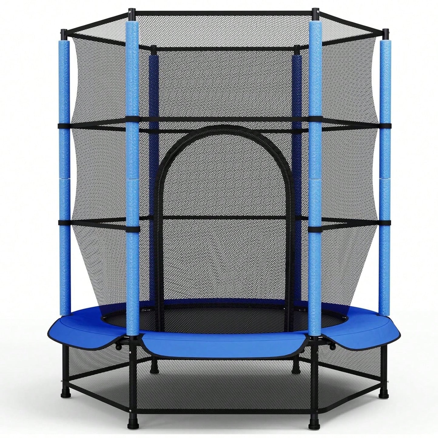 Trampoline pour enfants, trampoline ext¨¦rieur ? 140 cm x 162 cm, trampoline enfant int¨¦rieur avec filet de s¨¦curit¨¦, fermeture ¨¦clair, filet de protection au sol, trampoline de jardin jusqu'¨¤ 45 kg, trampoline enfant
