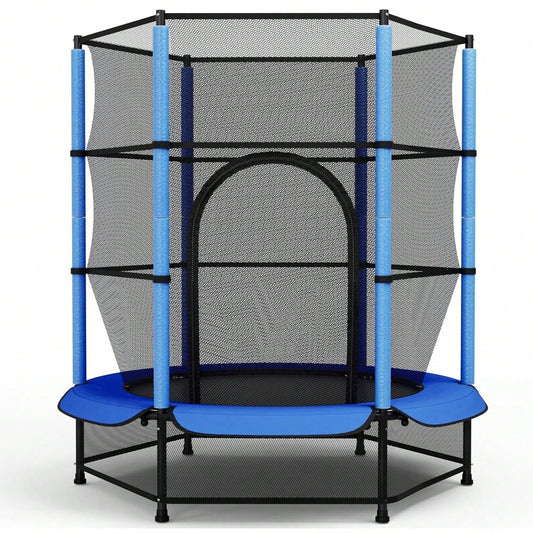 Trampoline pour enfants, trampoline ext¨¦rieur ? 140 cm x 162 cm, trampoline enfant int¨¦rieur avec filet de s¨¦curit¨¦, fermeture ¨¦clair, filet de protection au sol, trampoline de jardin jusqu'¨¤ 45 kg, trampoline enfant