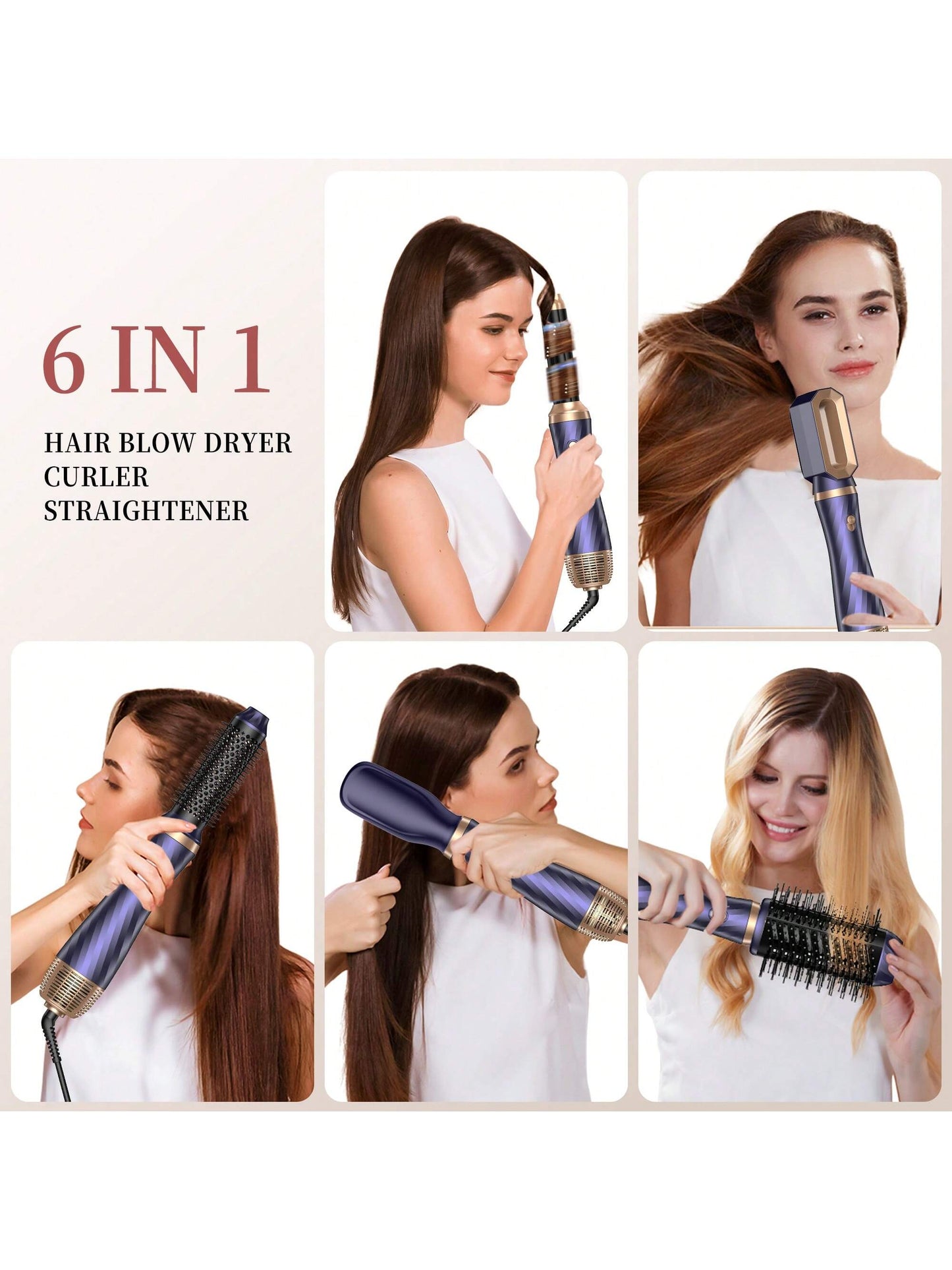 Brosse s¨¨che-cheveux ¨¦lectrique 5 en 1, fer ¨¤ friser, outils de coiffure