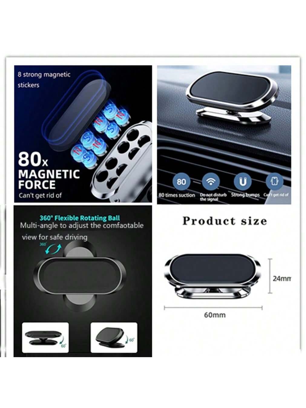 Support de t¨¦l¨¦phone de voiture, support de t¨¦l¨¦phone magn¨¦tique pour voiture, support de t¨¦l¨¦phone de voiture avec aimant rotatif ¨¤ 360 ¡ã, adapt¨¦ pour t¨¦l¨¦phones portables universels, etc