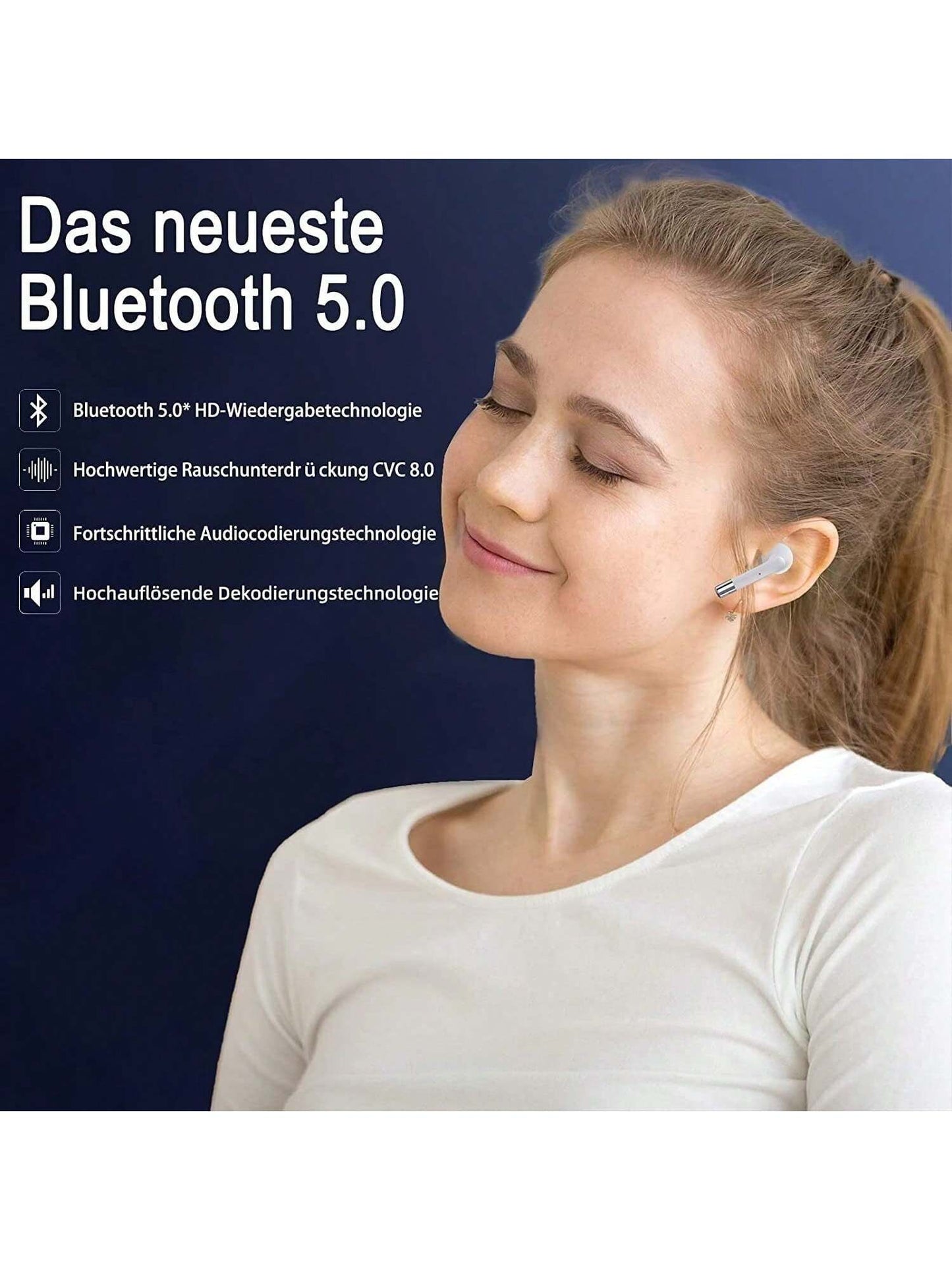 ¨¦couteurs Bluetooth, son st¨¦r¨¦o HiFi sans fil Bluetooth, ¨¦couteurs intra-auriculaires de chargement USB-C