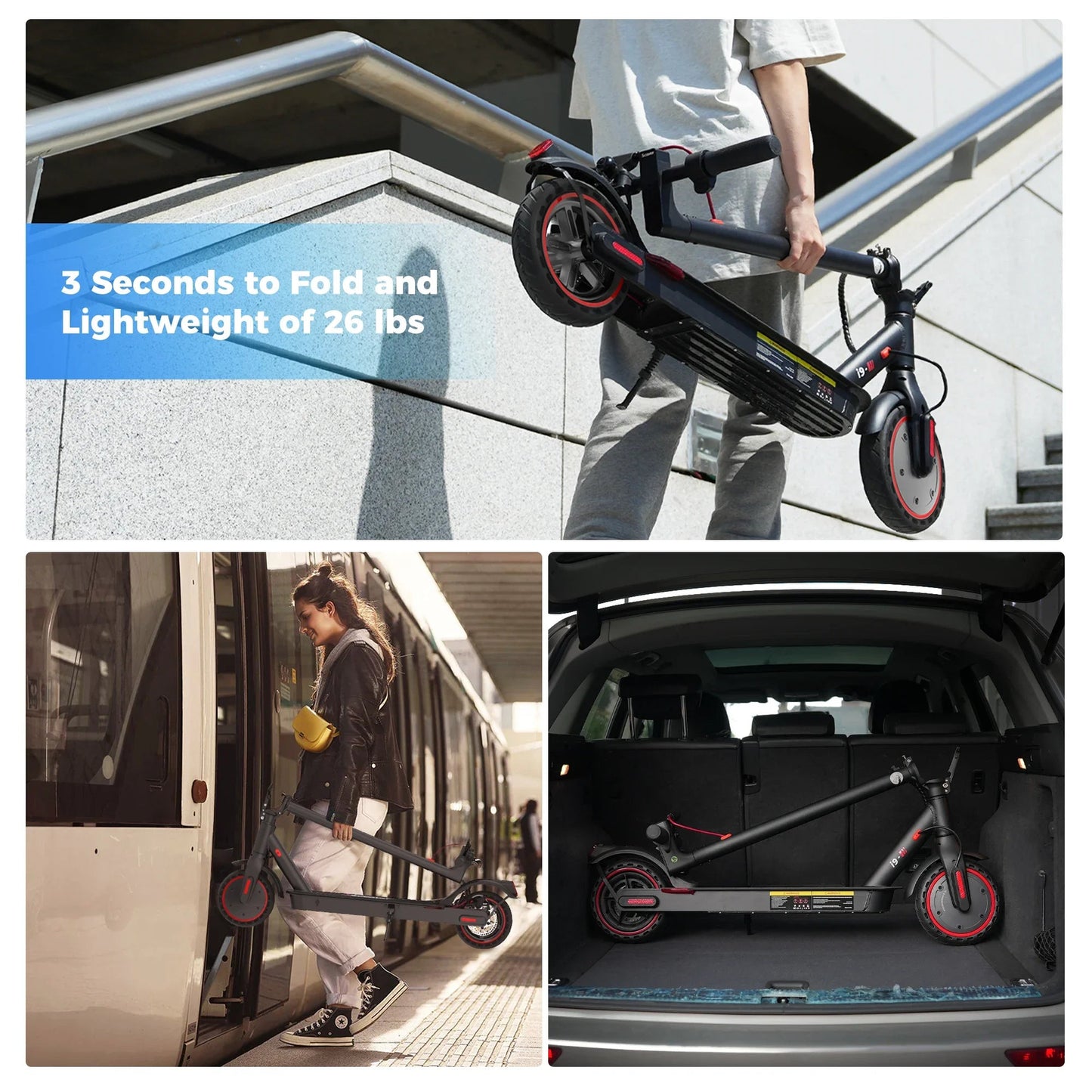 Trottinette ¨¦lectrique Pliable i9 pour Adultes, Scooter en Nid d'Abeille, Scooter ¨¦lectrique, 350W, 7,5 Ah, 30km, h, 8.5 Pouces