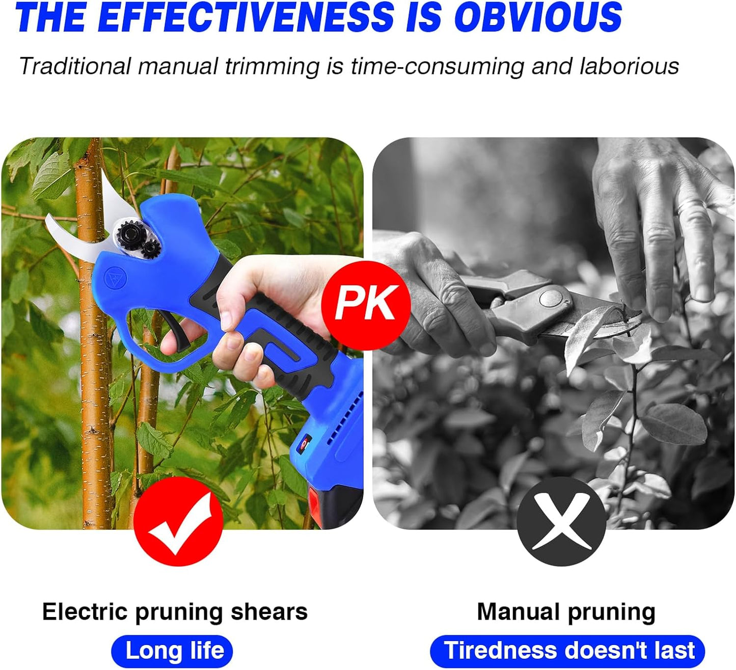 S¨¦cateur ¨¦lectrique, S¨¦cateur de Jardin Sans Fil avec 2PCS Batterie, Cisailles ¨¦lectriques Professionnels de 30mm de Diam¨¨tre Pour Branches de Arbres, Moteur Sans Balais