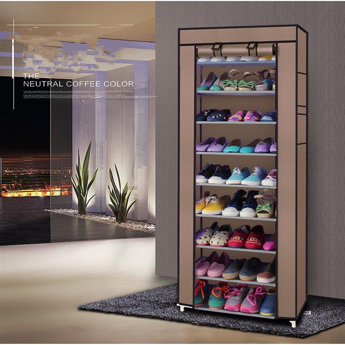 Etag¨¨re ¨¤ chaussures en tissu non tiss¨¦ ¨¤ 9 treillis pour gagner de la place