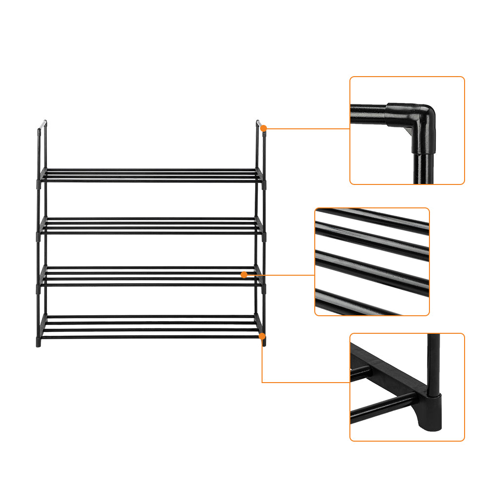 Rack ¨¤ chaussures ¨¤ 4 ¨¦tages Tour de rangement pour chambre ¨¤ coucher, entr¨¦e, couloir et placard Couleur noire