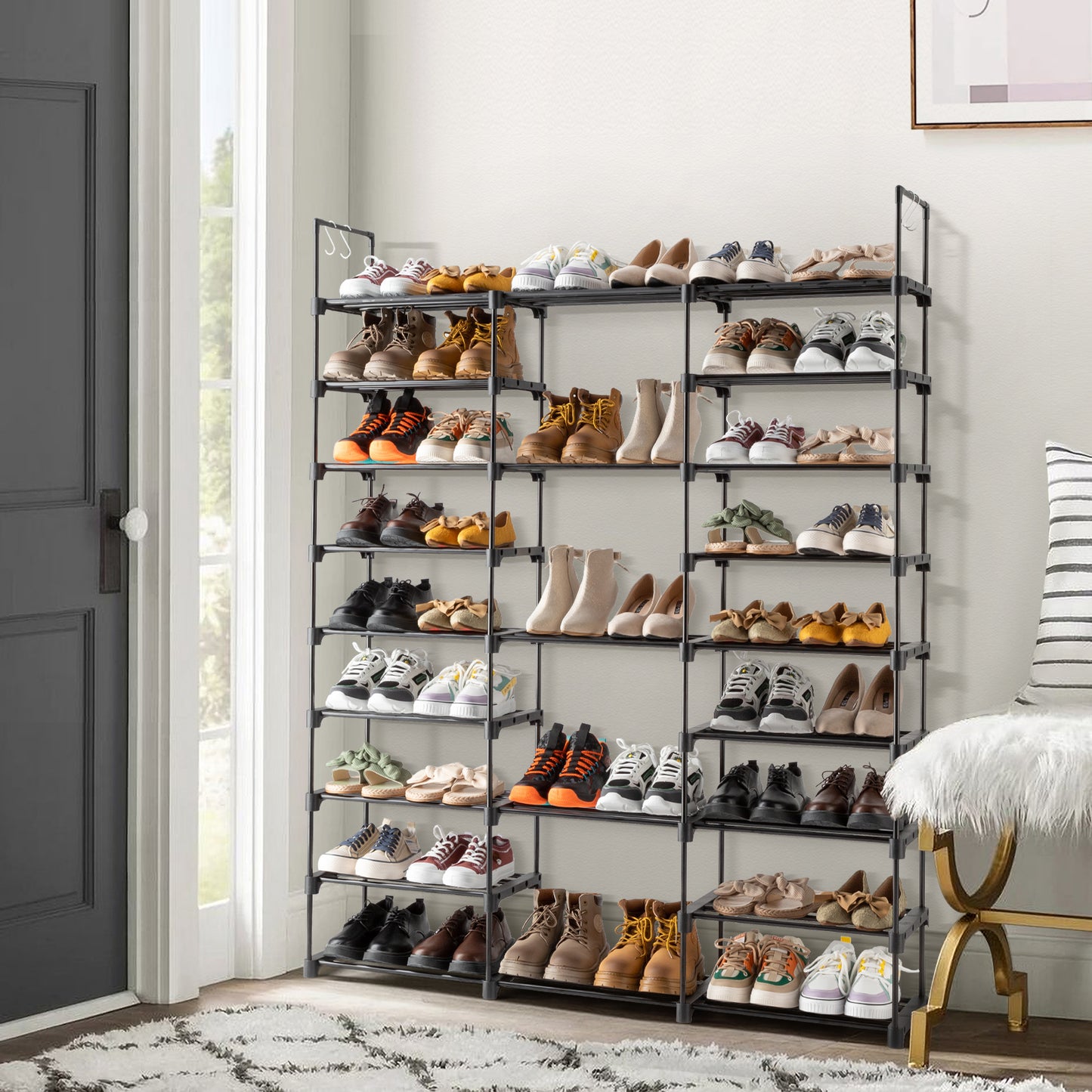 Rangement de chaussures ¨¤ 9 ¨¦tages pour l'entr¨¦e, peut contenir 50-55 paires de chaussures, rangement de chaussures empilable