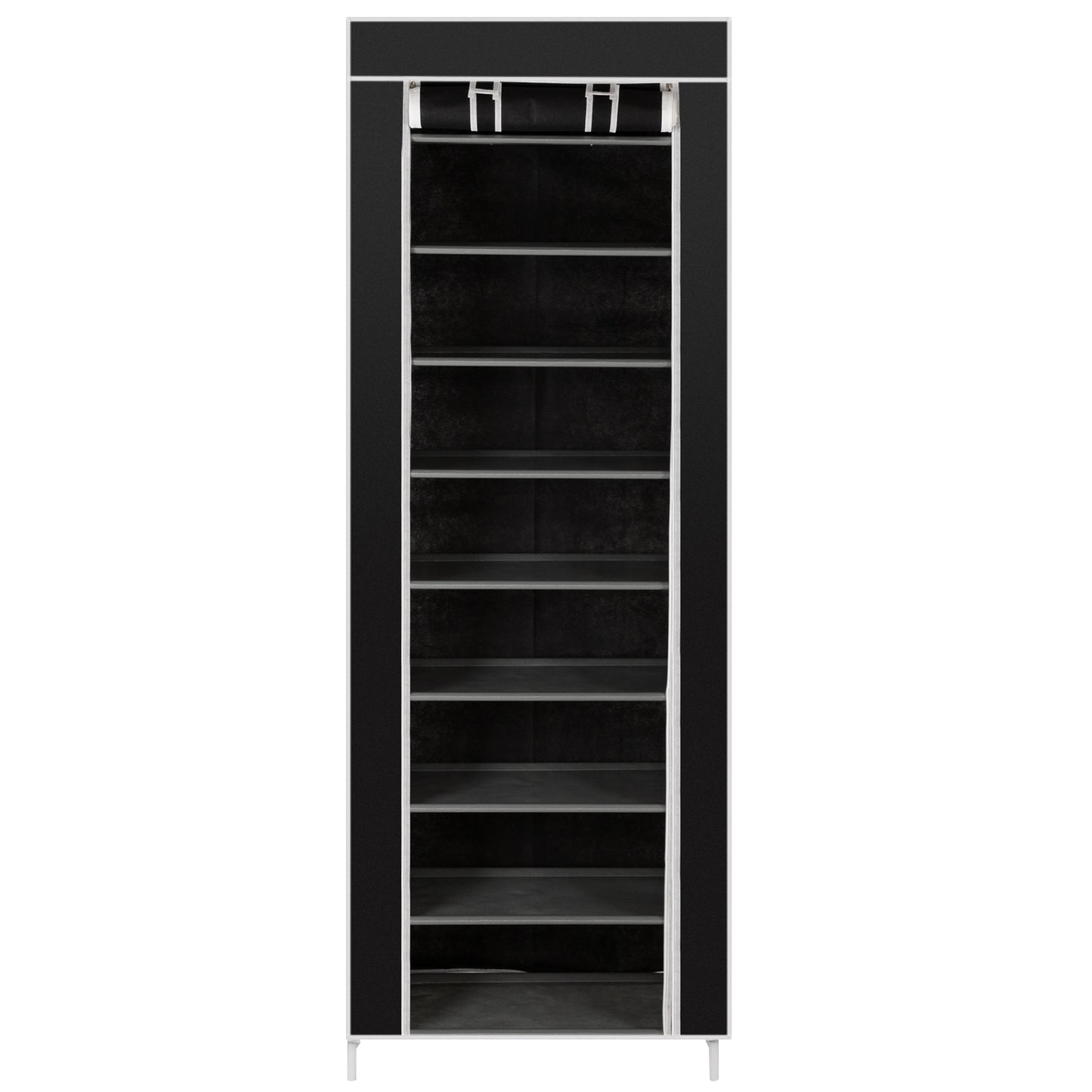 Porte-chaussures en tissu non tiss¨¦ 10 couches 9 treillis noir pour gagner de la place