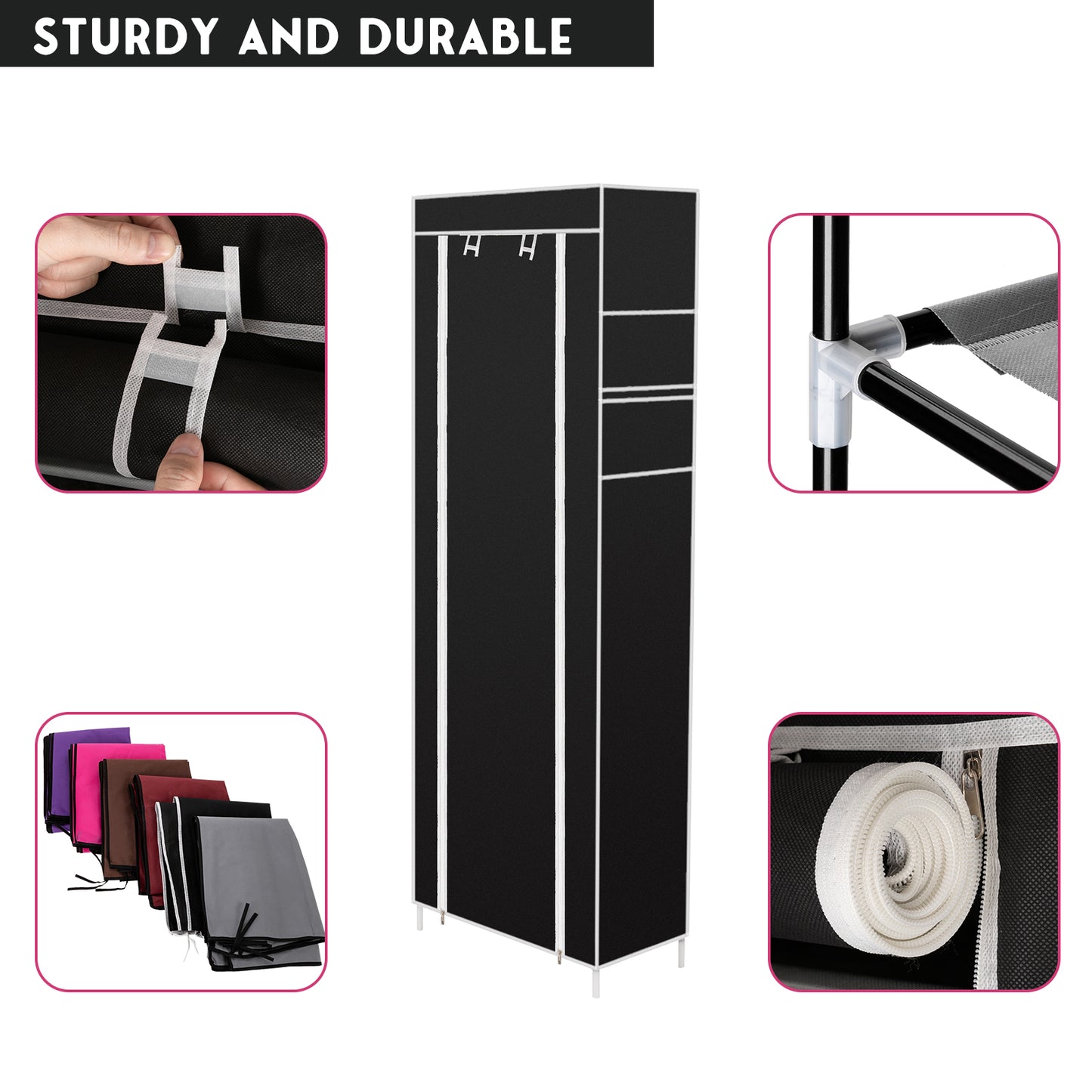 Porte-chaussures en tissu non tiss¨¦ 10 couches 9 treillis noir pour gagner de la place