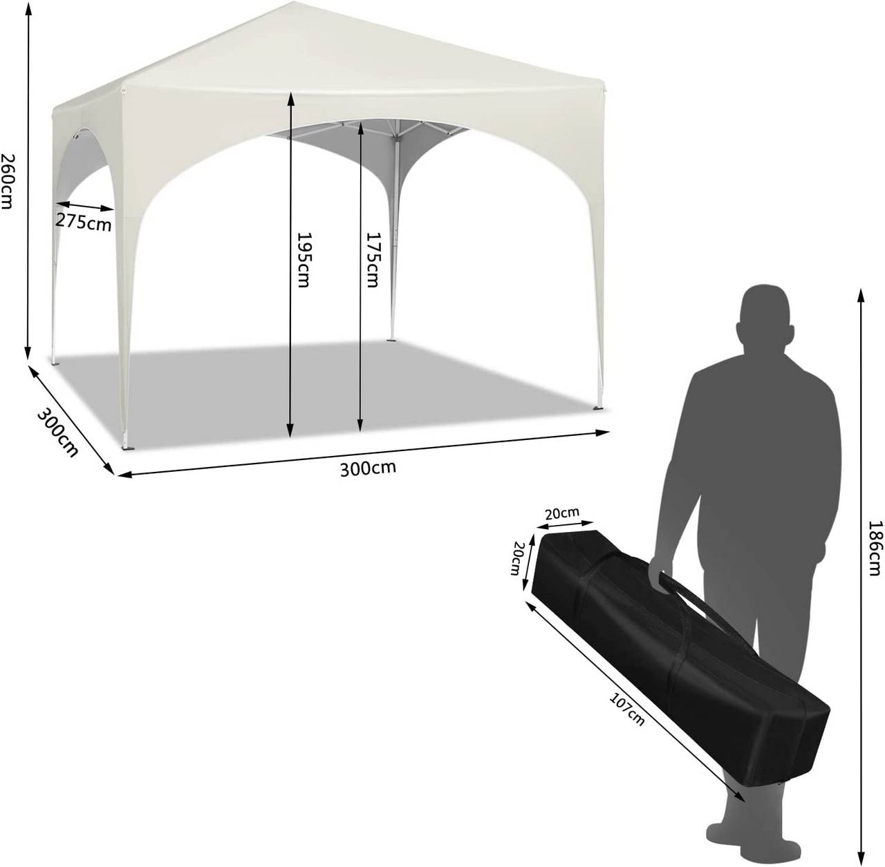 Party Tent£¬Tonnelle Pliante/Abri de F¨ºte/Pavillon R¨¦tractable pour Jardin, Terrasse ou ¨¦v¨¦nements Ext¨¦rieurs