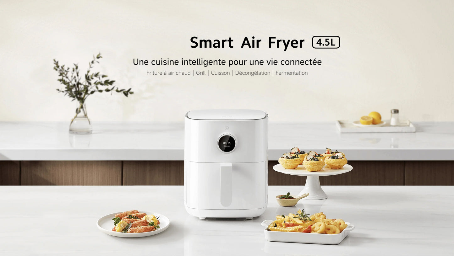 Smart Air Fryer, Friteuse ¨¤ air intelligente, 4.5 litres, Polissage 100-convection ¨¤ 360 ¡ã, Grande plage de temp¨¦rature, 40 ¡ãC ¨¤ 200 ¡ãC