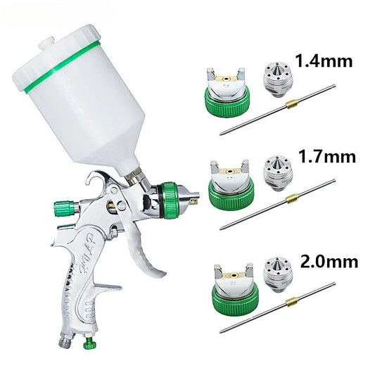 Pistolet de pulv¨¦risation, tasse de 600ml 1.4Mm 1.7Mm 2.0Mm, Green, gravit¨¦, buse d'a¨¦rographe aiguille pour peindre les murs de meubles de voiture