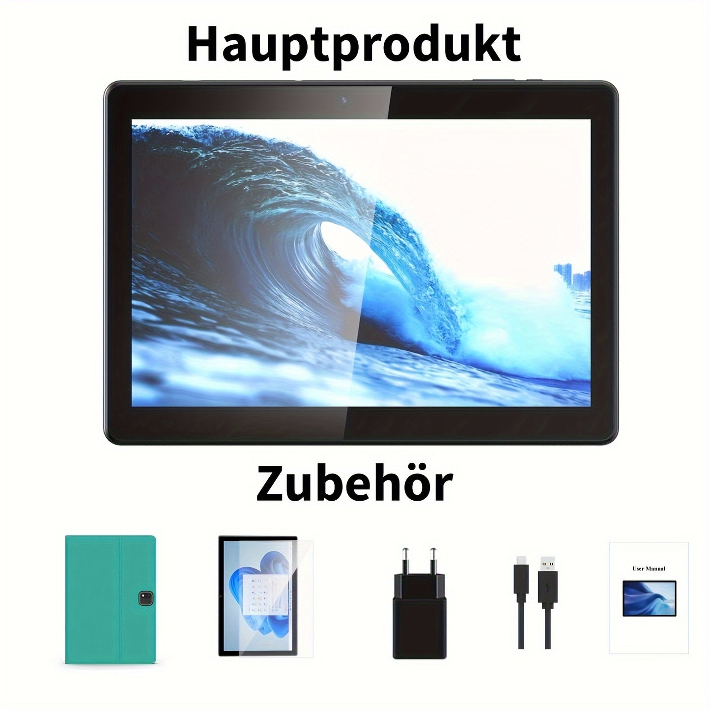 Tablette Android 10 pouces - 12 Go de RAM, 256 Go de ROM, processeur quadric?ur, ¨¦cran HD IPS 10.1 pouces, batterie 8000 mAh, appareil photo 5MP+8MP, GMS, type C - extensible jusqu'¨¤ 1 To