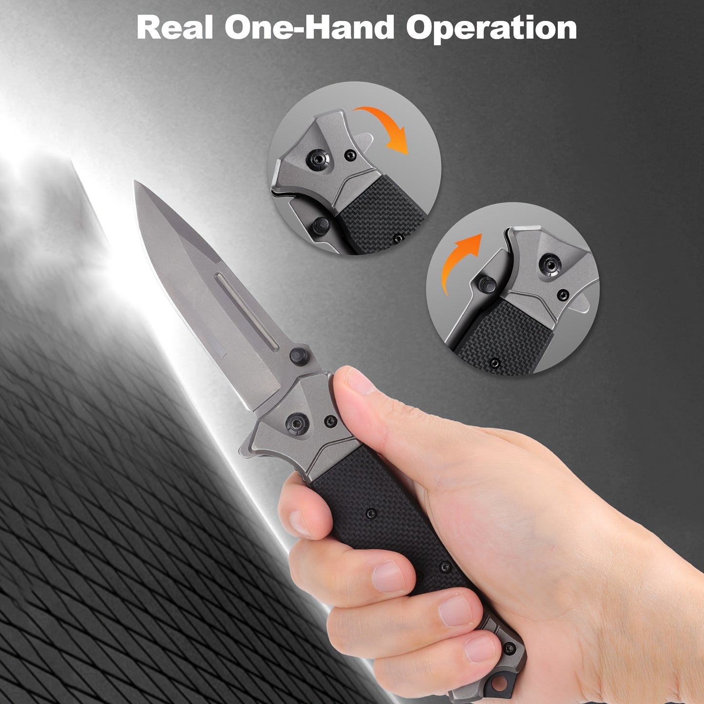Couteau de poche pliable, couteau pliant en acier inoxydable tranchant 3Cr13 avec clip de poche et verrouillage de doublure, couteau ¨¤ une main EDC couteau de survie avec brise-vitre, couteau de chasse couteau de camping pour hommes