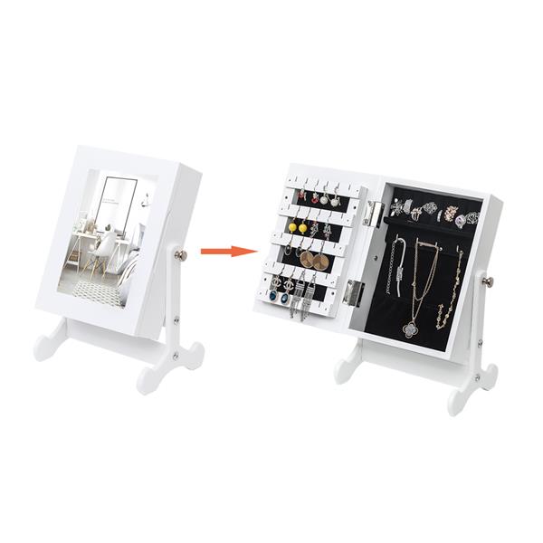 Giantex Petite Armoire ¨¤ Bijoux Miroir Organisateur Armoire de Rangement Bo?te de Comptoir avec Support (Blanc)