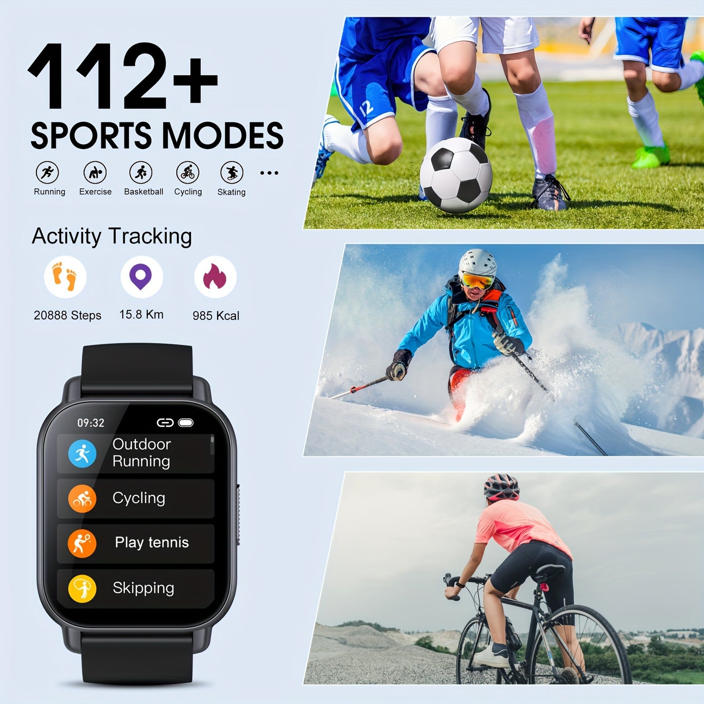 Montre connect¨¦e pour hommes/femmes avec appels sans fil et alertes de messages, montre de fitness avec ¨¦cran tactile HD de 1.85 pouce, 120+ modes sportifs, r¨¦ception/¨¦mission d'appels.