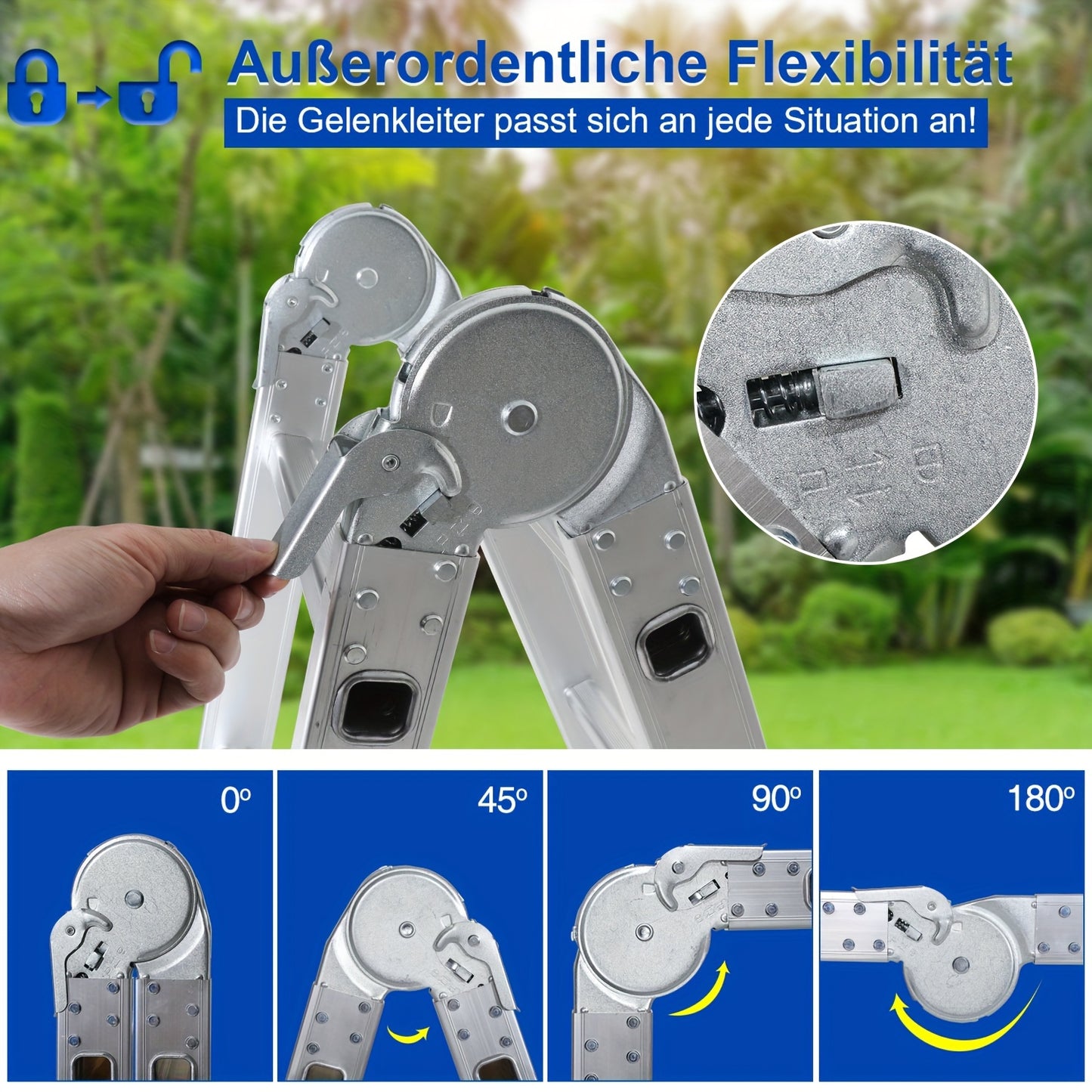 ¨¦chelle multifonction 4X4/4X5 marches ¨¦chelle en aluminium 4.7M/5.8M Max 150kg ¨¦chelle multifonctionnelle ¨¦chelle pliante avec plateforme et roues, ¨¦chelle domestique, Escabeau, Super ¨¦chelle pour la maison et le jardin