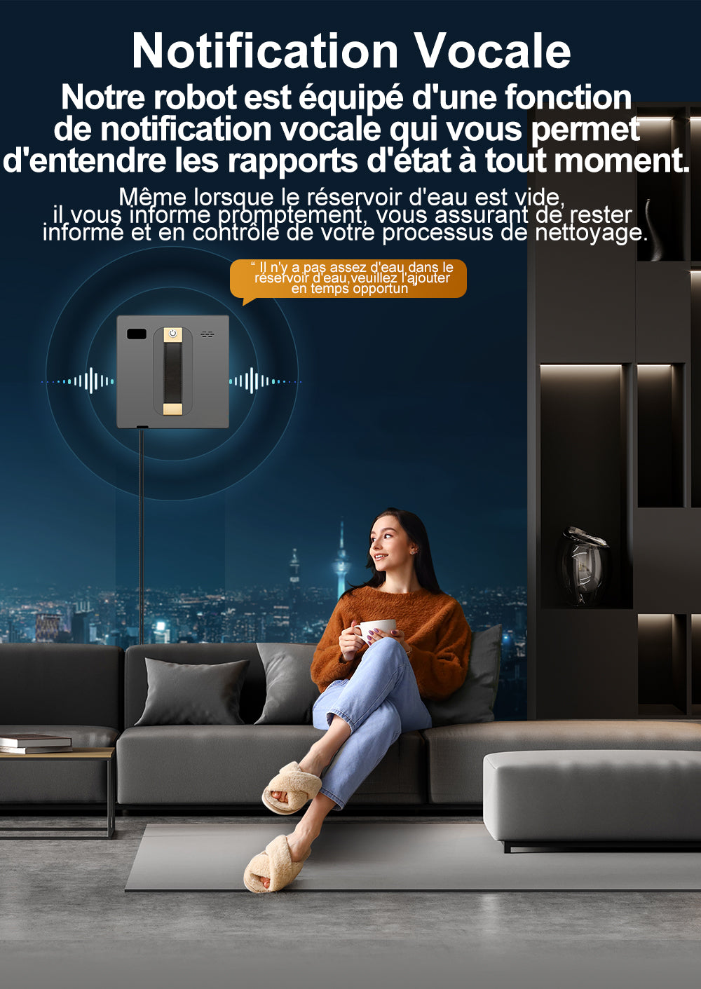 Nettoyeur de fen¨ºtres robot,Double Pulv¨¦risation d'Eau, M¨¦moire Intelligente, Aspiration Puissante, Capteur Laser, Robot de Nettoyage de Vitres Murales ¨¤ Domicile, Contr?le par Application
