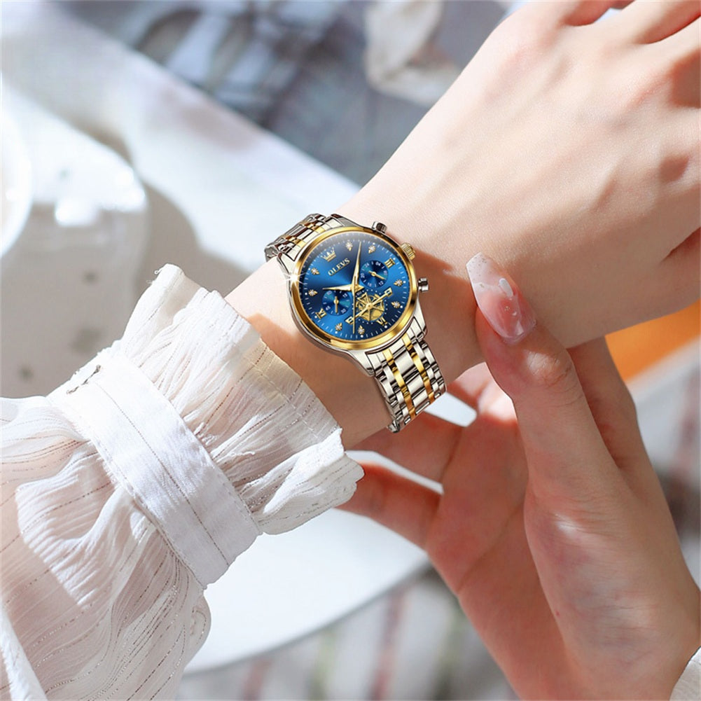 Montre ¨¤ Quartz pour Femme, Design Volant d'Inertie, Diamants ¨¦l¨¦gants, Acier Inoxydable, Chronographe ¨¦tanche, Nouveau, 2897