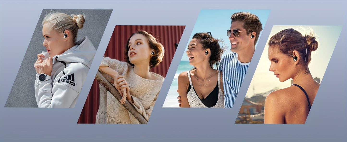 Écouteurs sans fil Q38 pour le sport, écouteurs sans fil 5.3 2024, écouteurs stéréo avec haut-parleur de 14.2 mm, écouteurs de 48 heures avec crochets d'oreille, microphone antibruit, écouteurs intra-auriculaires, adaptés à l'exercice/à la course à pied,