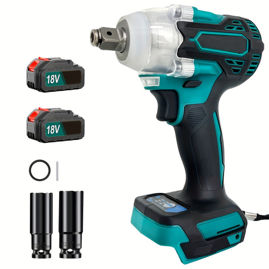 Cl¨¦ ¨¤ chocs sans fil 1/2 pouce carr¨¦ 560 Nm et 1/4 pouce hexagonal multifonctionnelle professionnelle avec batterie lithium-ion 18 V 2 x 5500 mAh et 4 douilles et ¨¦tui portable compatible avec Makita