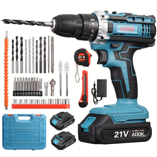 Ensemble de tournevis sans fil 21V avec 2 batteries et 37 accessoires 25+1 R¨¦glage du couple, 2 vitesses variables (moteur sans balais 1500mA)