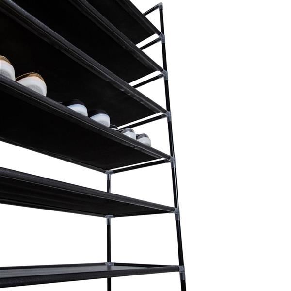 Porte-chaussures en tissu non tiss¨¦ ¨¤ 10 ¨¦tages avec poign¨¦e, ¨¤ assemblage simple Noir