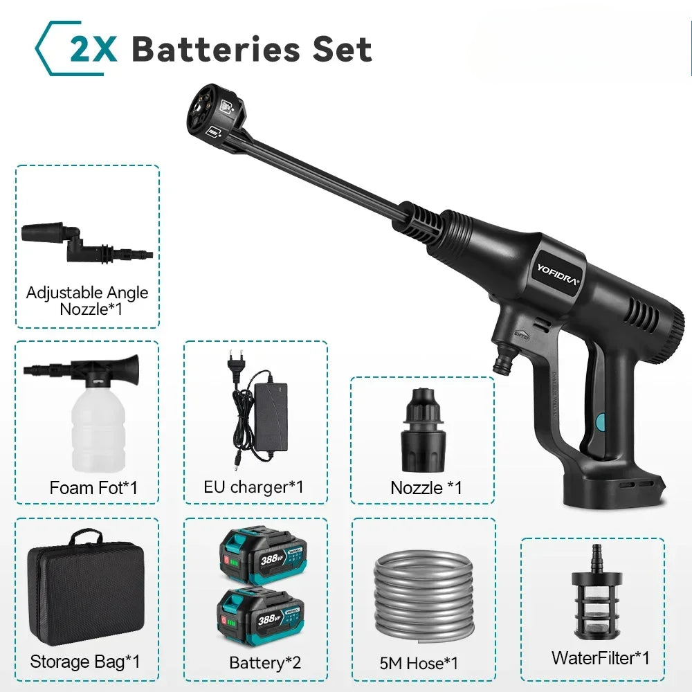 Pistolet de lave-auto haute pression sans balais, pulv¨¦risateur de lavage ¨¤ l'eau, jardin ¨¦lectrique, batterie Makita 18V, 6 en 1, 200 bars