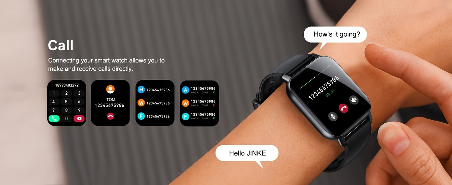 Montre connect¨¦e pour hommes/femmes avec appels sans fil et alertes de messages, montre de fitness avec ¨¦cran tactile HD de 1.85 pouce, 120+ modes sportifs, r¨¦ception/¨¦mission d'appels.