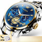 Montre ¨¤ Quartz pour Homme, Modules de Volant d'Inertie, Chronographe Seton, Phase de Lune, Montres-Bracelets Multifonctionnelles en Acier Inoxydable, 2856