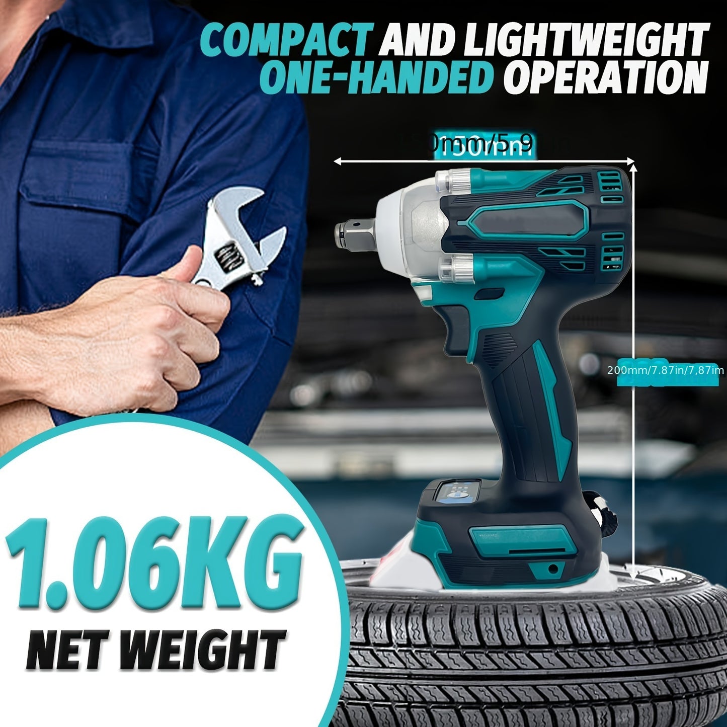 Cl¨¦ ¨¤ chocs sans fil 1/2 pouce carr¨¦ 560 Nm et 1/4 pouce hexagonal multifonctionnelle professionnelle avec batterie lithium-ion 18 V 2 x 5500 mAh et 4 douilles et ¨¦tui portable compatible avec Makita