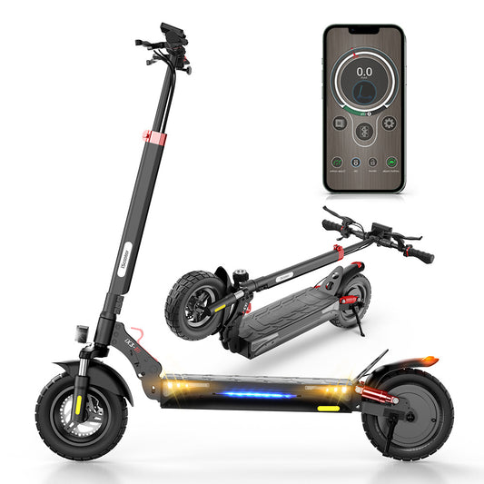 Scooter ¨¦lectrique 10Ah Puissant scooter ¨¦lectrique ¨¤ propulsion manuelle Pneu pneumatique antid¨¦rapant de 10 pouces Autonomie de 40 km