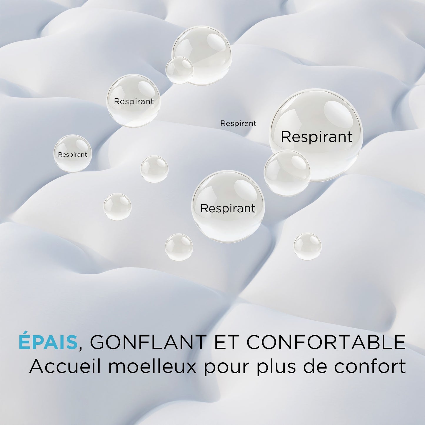 Surmatelas Diamant en Microfibre - Confort Optimal avec Liser¨¦ Bleu - Moelleux, Anti-Acarien et Respirant - Compatible avec Matelas 1-2 Places pour Adultes et Enfants, 140 x 190 cm
