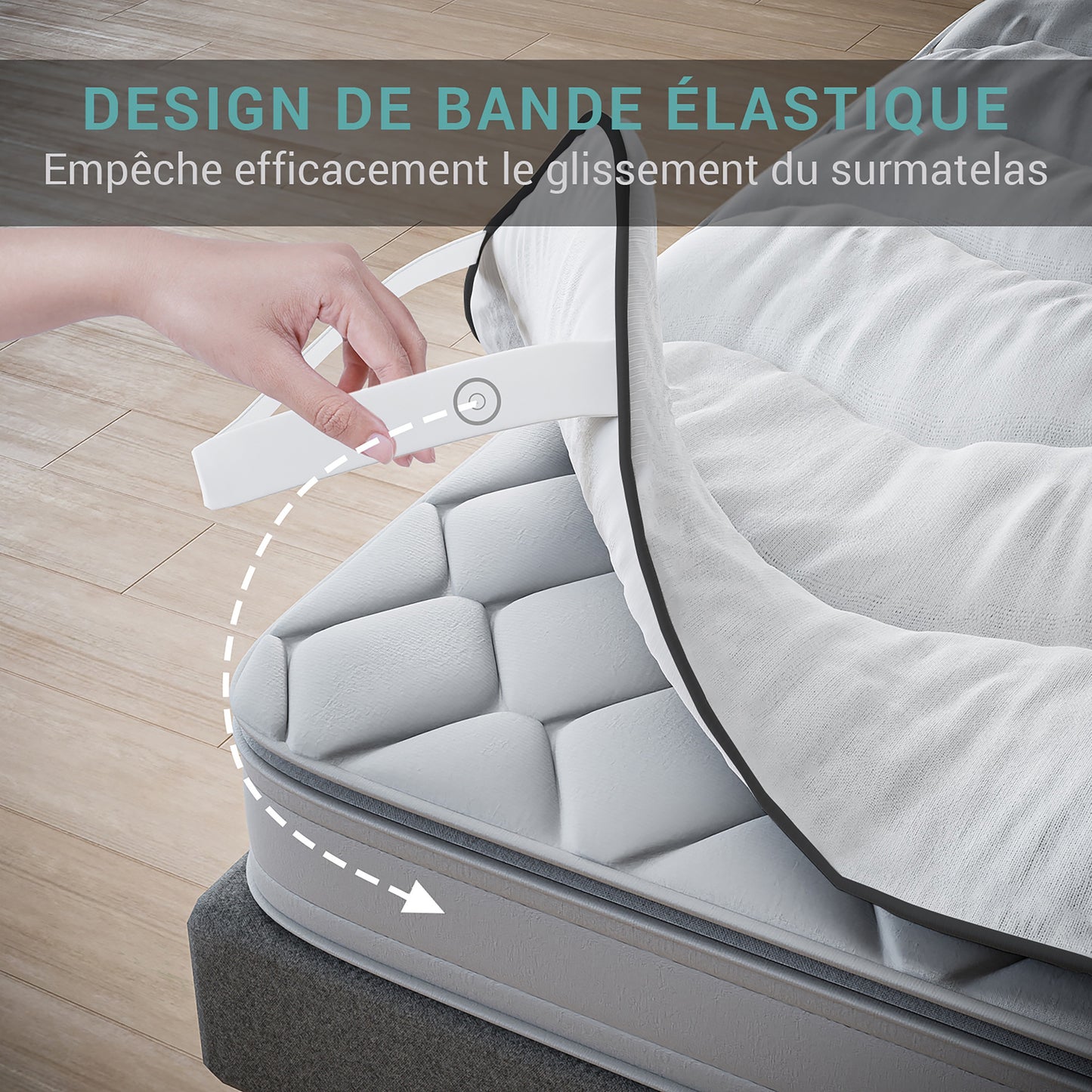 Surmatelas Moelleux Vague en Microfibre - Confort Sup¨¦rieur, Respirant et Anti-Acarien - Id¨¦al pour Matelas 2 Places, Clic Clac, BZ£¬140 x 190 cm