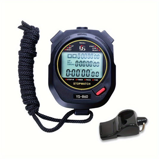 Chronom¨¨tre num¨¦rique de pr¨¦cision avec fonction de sauvegarde des donn¨¦es, mode silencieux, fonction d'arr¨ºt et sifflet pour les sports et la remise en forme
