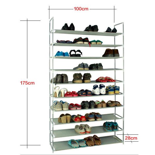 Rayon ¨¤ chaussures 100cm ultra grande capacit¨¦ 10 couches de tissus non tiss¨¦s et acier gris