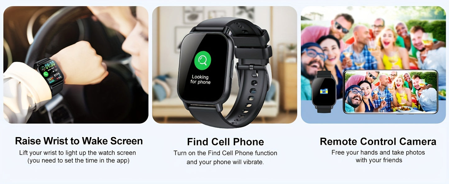 Montre connect¨¦e pour hommes/femmes avec appels sans fil et alertes de messages, montre de fitness avec ¨¦cran tactile HD de 1.85 pouce, 120+ modes sportifs, r¨¦ception/¨¦mission d'appels.