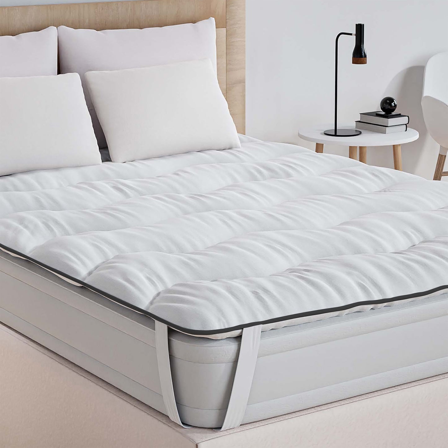 Surmatelas Moelleux Vague en Microfibre - Confort Sup¨¦rieur, Respirant et Anti-Acarien - Id¨¦al pour Matelas 2 Places, Clic Clac, BZ£¬140 x 190 cm