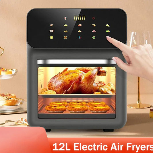 Friteuse ½Ç air ¹Èlectrique sans huile de grande capacit¹È, cuisine domestique automatique, four ½Ç convection de cuisson ½Ç 360 ¡«, friteuse profonde sans huile, 12L