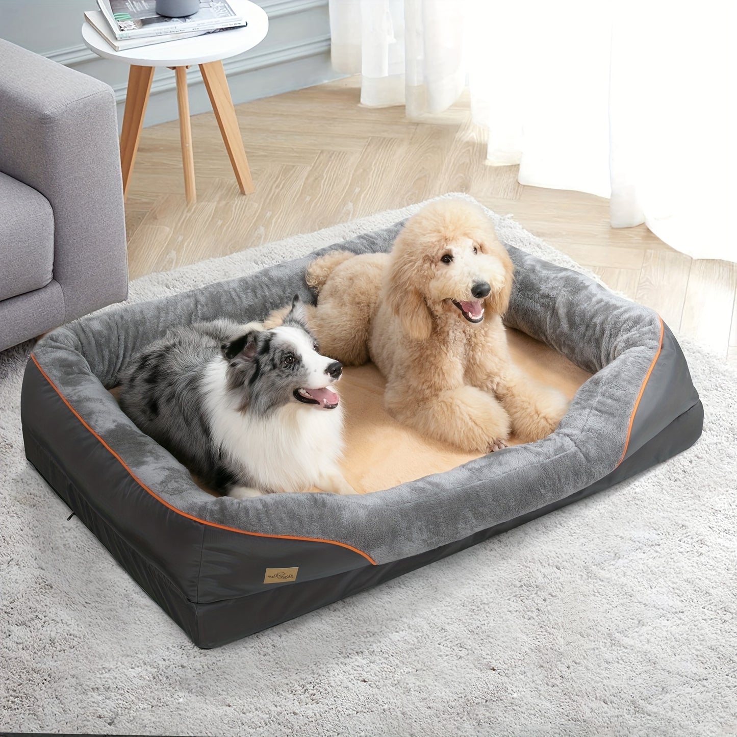 Lit orthop¨¦dique extra large pour chien, lit pour animal de compagnie en mousse ¨¦ponge, avec housse lavable ¨¤ fermeture ¨¦clair, canap¨¦-lit pour chien, pour grands chiens g¨¦ants, jouet couineur en cadeau, XL