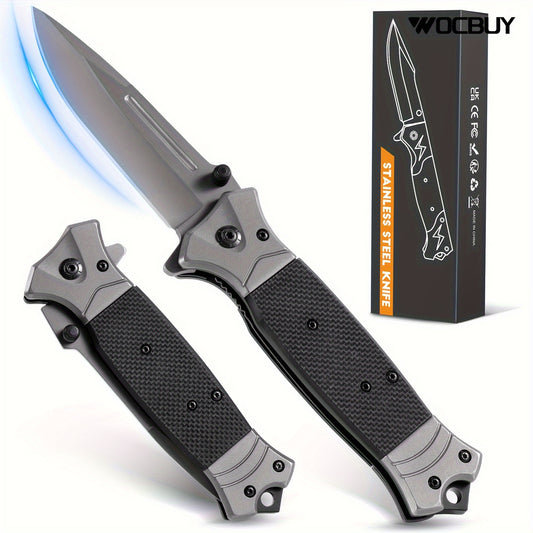 Couteau de poche pliable, couteau pliant en acier inoxydable tranchant 3Cr13 avec clip de poche et verrouillage de doublure, couteau ¨¤ une main EDC couteau de survie avec brise-vitre, couteau de chasse couteau de camping pour hommes