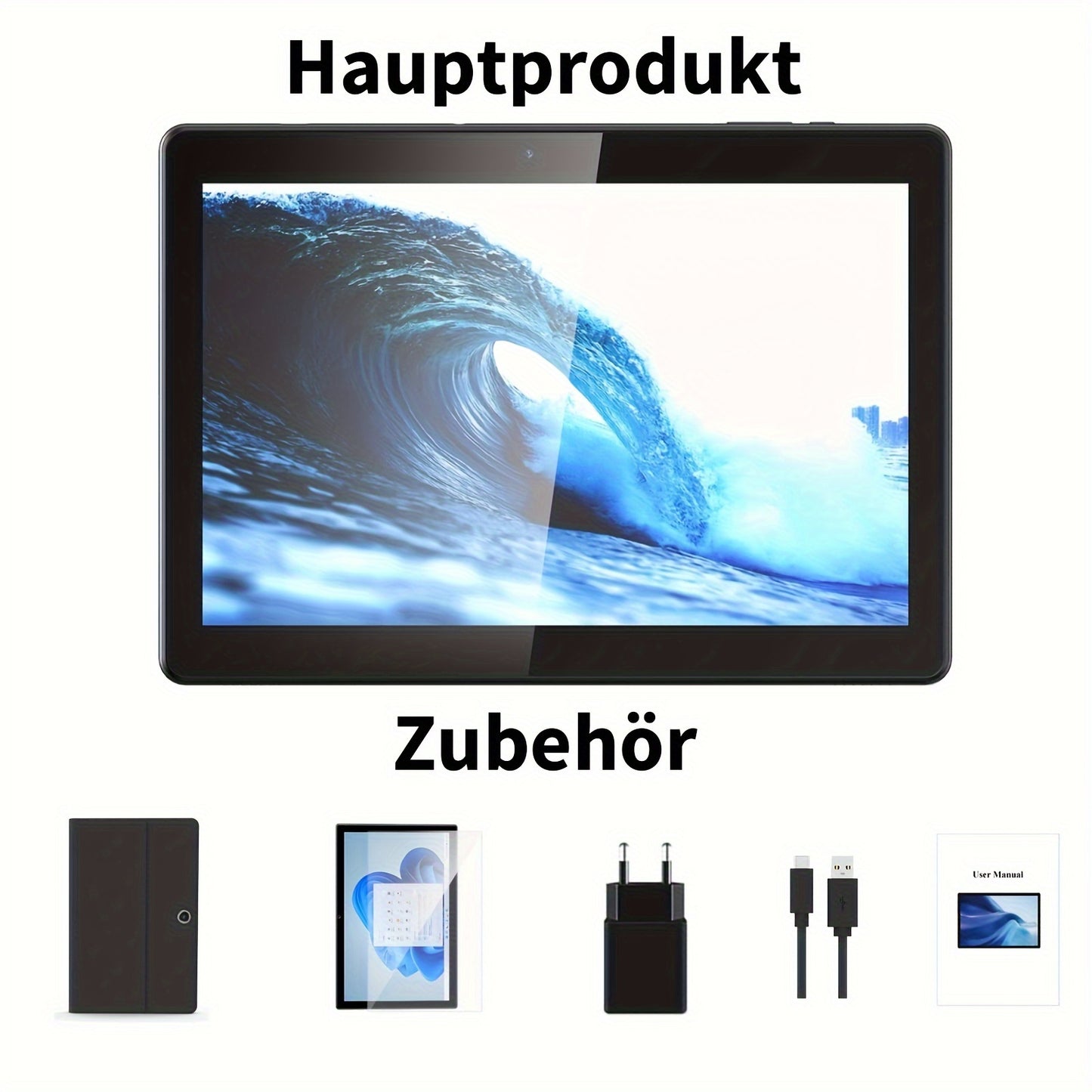 Tablette Android 10 pouces - 12 Go de RAM, 256 Go de ROM, processeur quadric?ur, ¨¦cran HD IPS 10.1 pouces, batterie 8000 mAh, appareil photo 5MP+8MP, GMS, type C - extensible jusqu'¨¤ 1 To