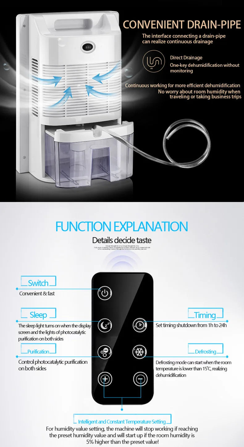Purificateur d'air portable intelligent Premium, s¹Ècheur d'air, humidificateur silencieux, absorbeurs d'humidit¹È, 2 en 1, m¹Ènage, chambre, cuisine